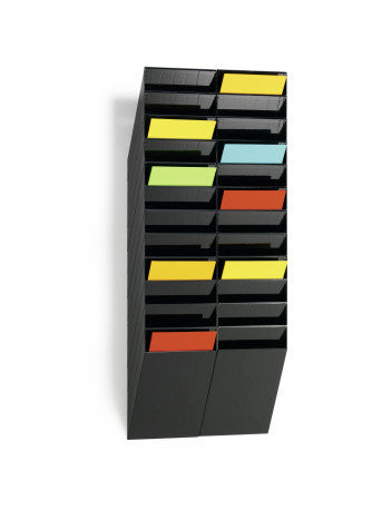 Durable Wandprospekthalter FLEXIBOXX 12 – für A4 – 12 Fächer – Schwarz