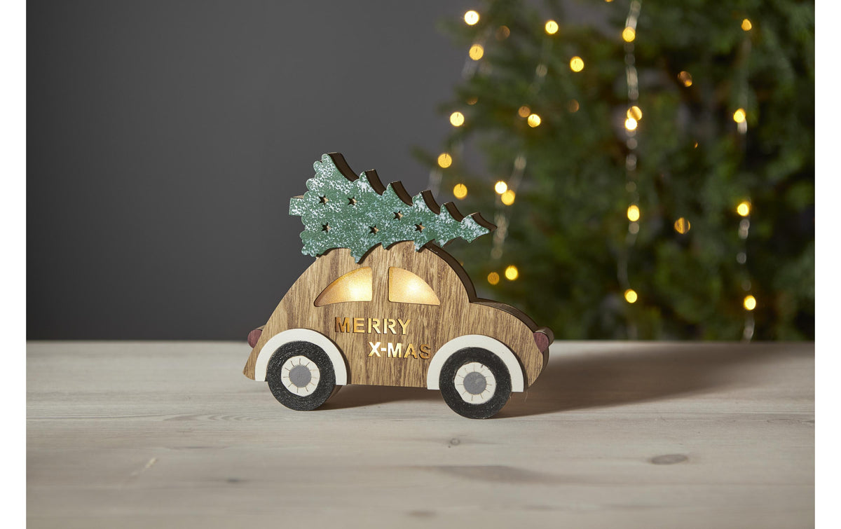 Star Trading Dekorationsfigur – 20 × 17 × 3 cm, 3 LEDs – Holz, Mehrfarbig