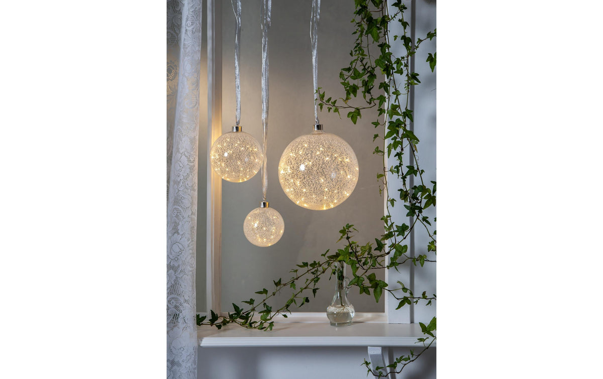 Star Trading Dekorationsfigur Glow Snow – Ø 10 × 11 cm, 0,3 W, Warmweiss, Transparent, Timer, Batteriebetrieb
