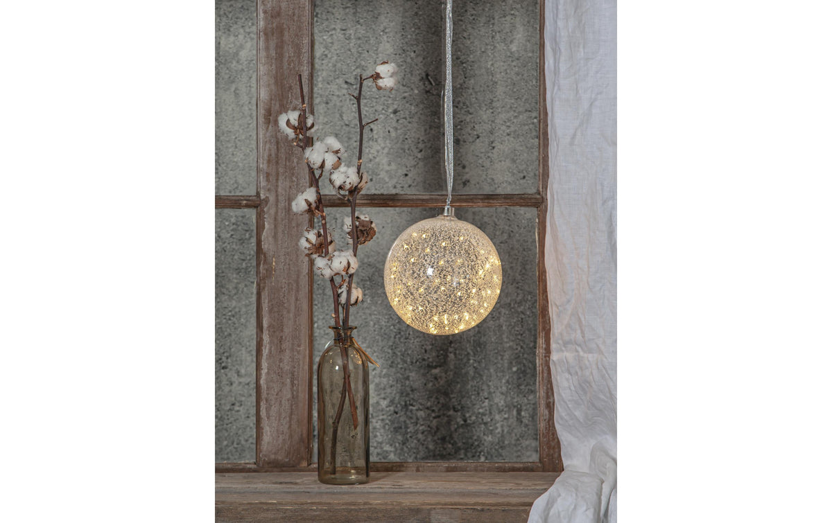 Star Trading Dekolicht Glow Snow – Ø 20 × 21 cm, 34 lm, 0,9 W, warmweiss, transparent/silber, Timer