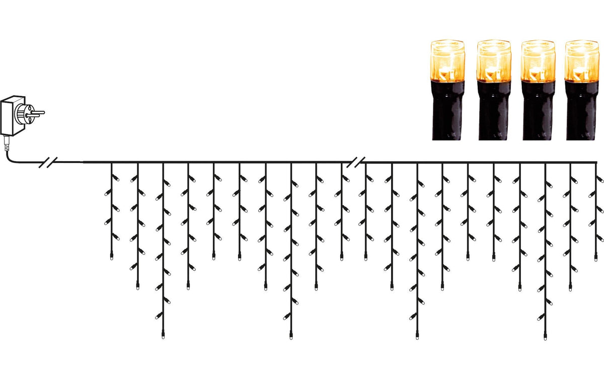 Star Trading System Decor Eiszapfen-Vorhang – IP44 – Netzbetrieb – Starterset – Schwarz – Kunststoff