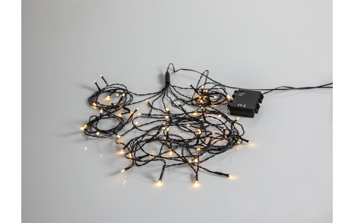 Star Trading Lichterkette – 2,7 m, 3,84 W, Warmweiss, IP44, Batteriebetrieb, Timer 6/18 h, Grün, PVC