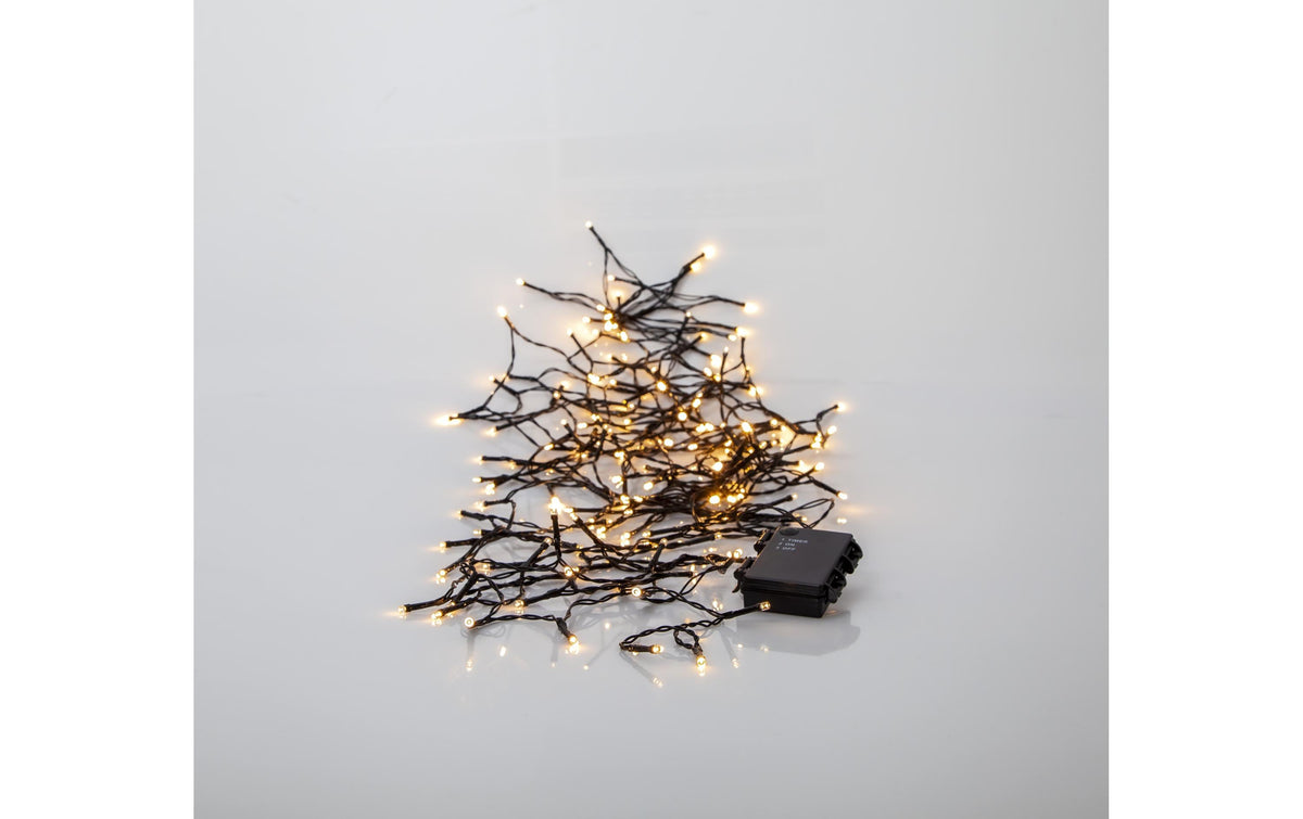 Star Trading Lichterkette – 11,2 m – 9,6 W – Warmweiss – IP44 – Batteriebetrieb – Timer 6/18 h – Schwarz