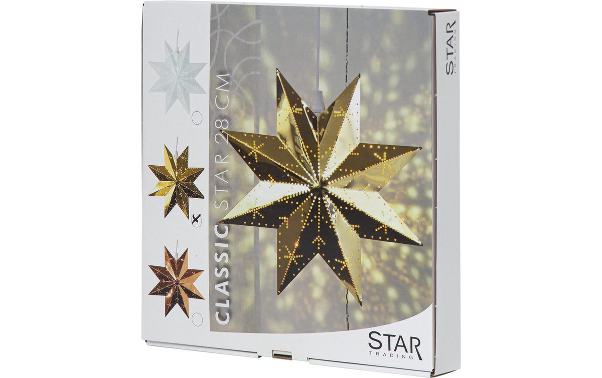 Star Trading Deckenleuchte Metallstern Classic – Ø 28 cm, 1-flammig, E14, 25 W max., gold