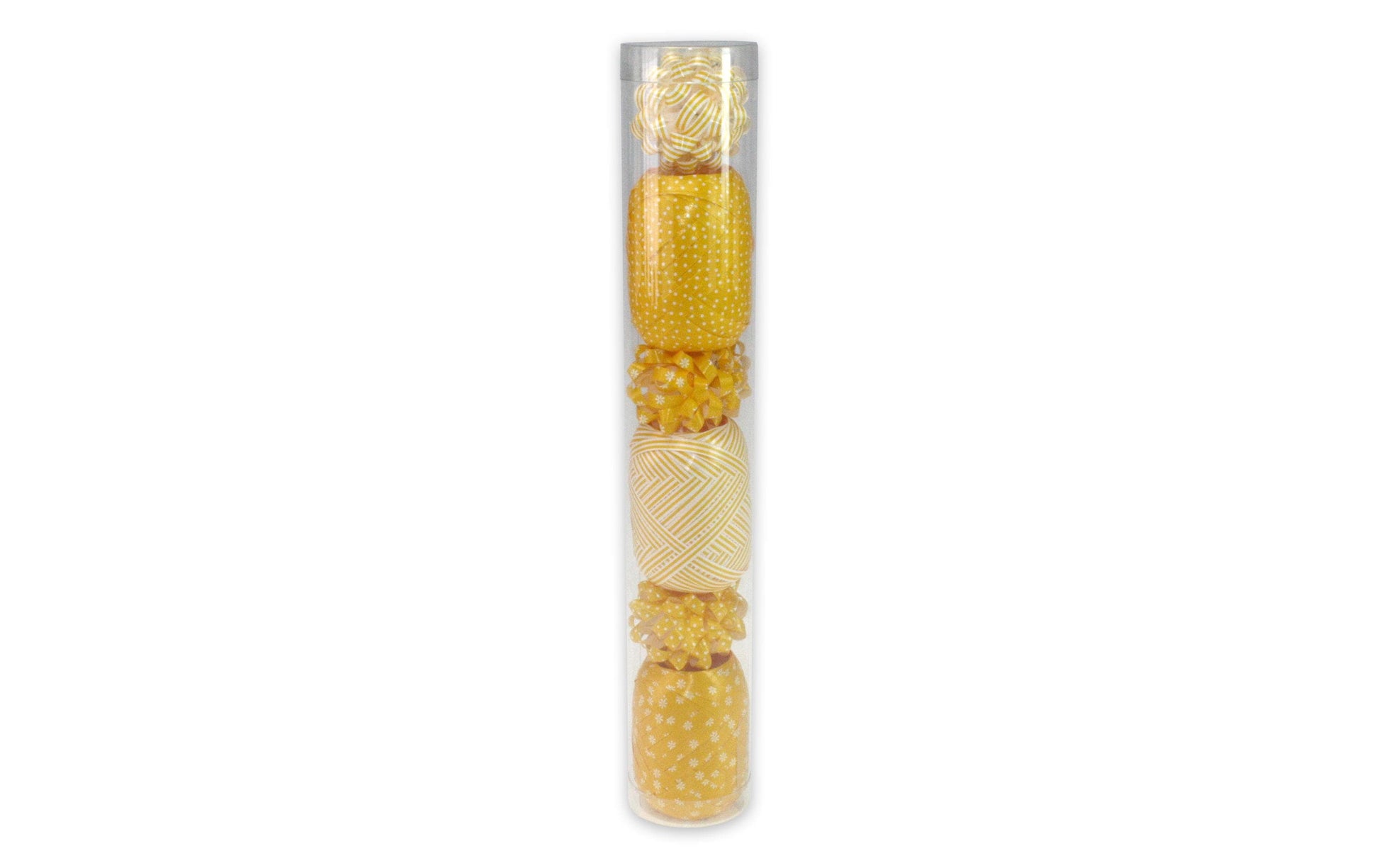 Pattberg Geschenkband Muster PP, glänzend, gelb – 5 mm × 20 m