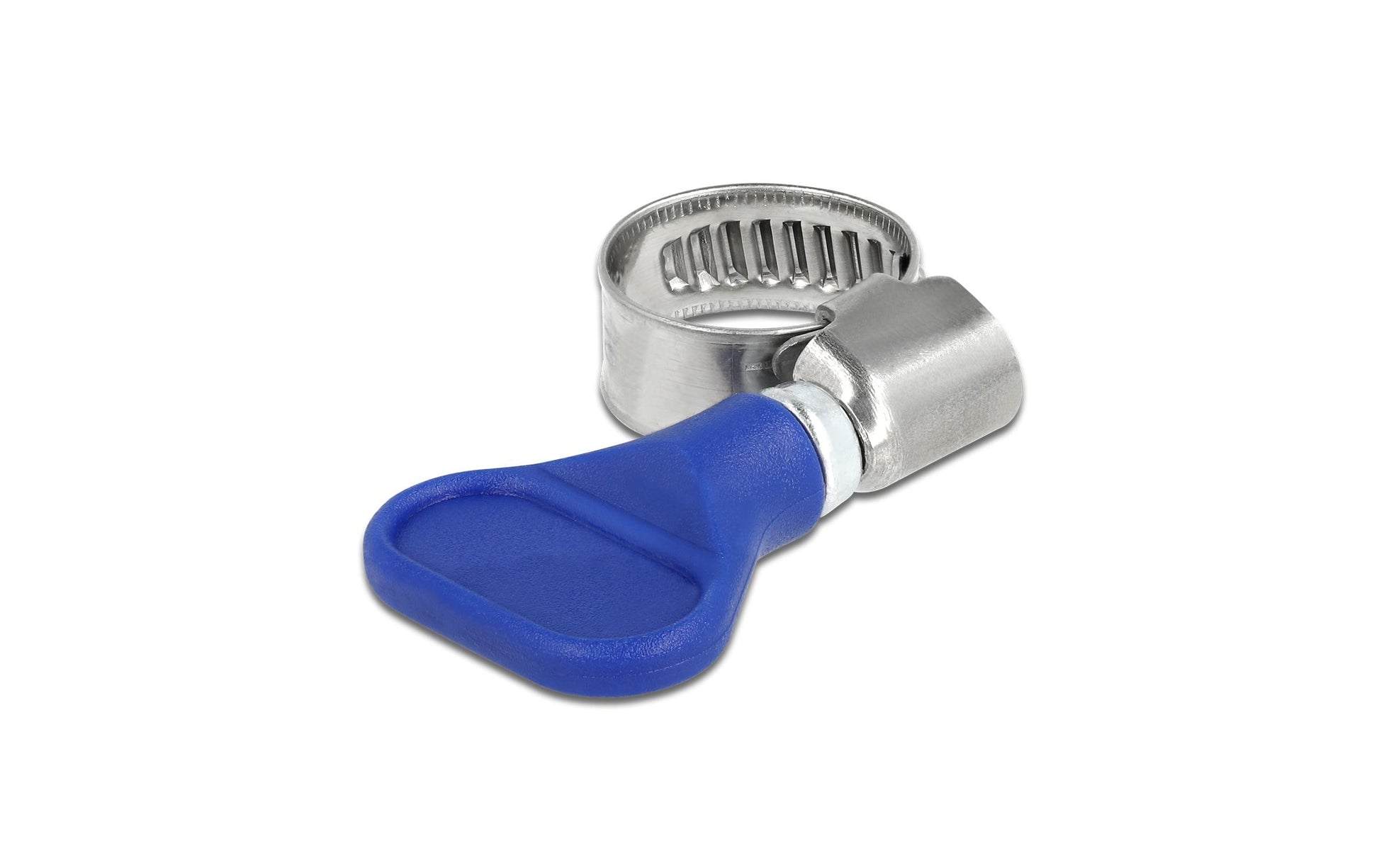 DeLOCK Schlauchschelle (Schmetterlingsklemme) – Ø 10–16 mm, Breite 9 mm, Kunststoff/Edelstahl, Blau, 5 Stk.
