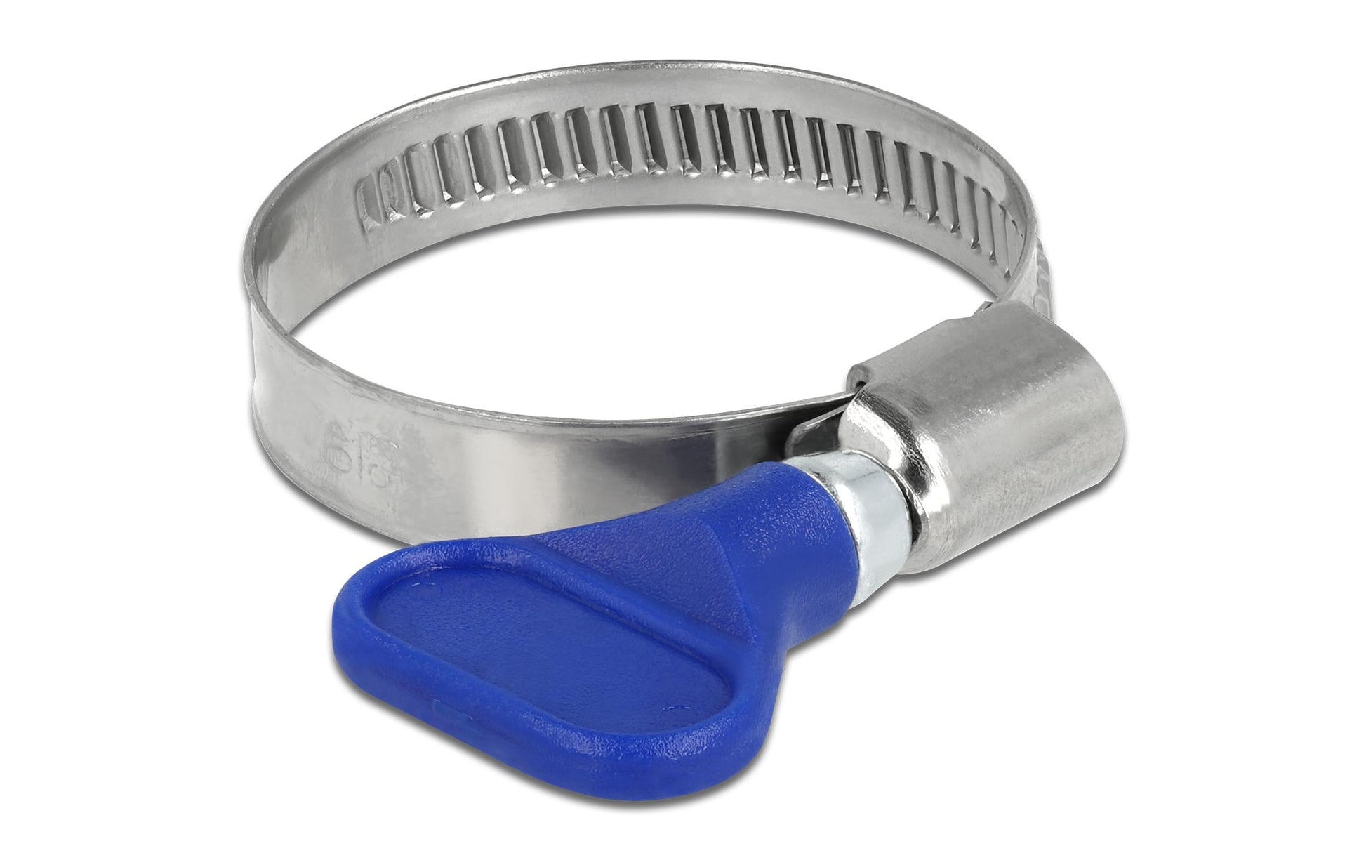 DeLOCK Schlauchschellen – Schmetterlingsklemme, Ø 25–40 mm, Breite 9 mm, Edelstahl/Kunststoff, Blau, 5 Stk.