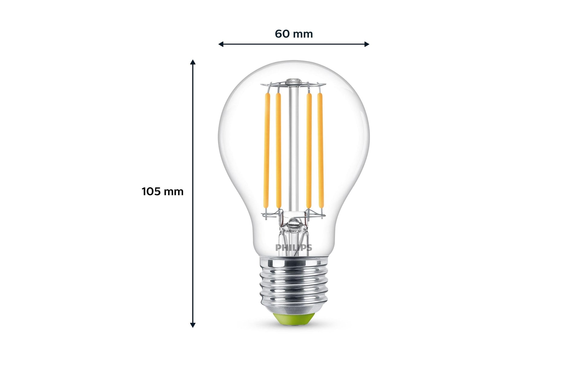 Philips by Signify Philips LED-Leuchtmittel E27 A60 – Warmweiss 2700 K, 485 lm, 2,3 W – 1 Stk., Klar, Glas
