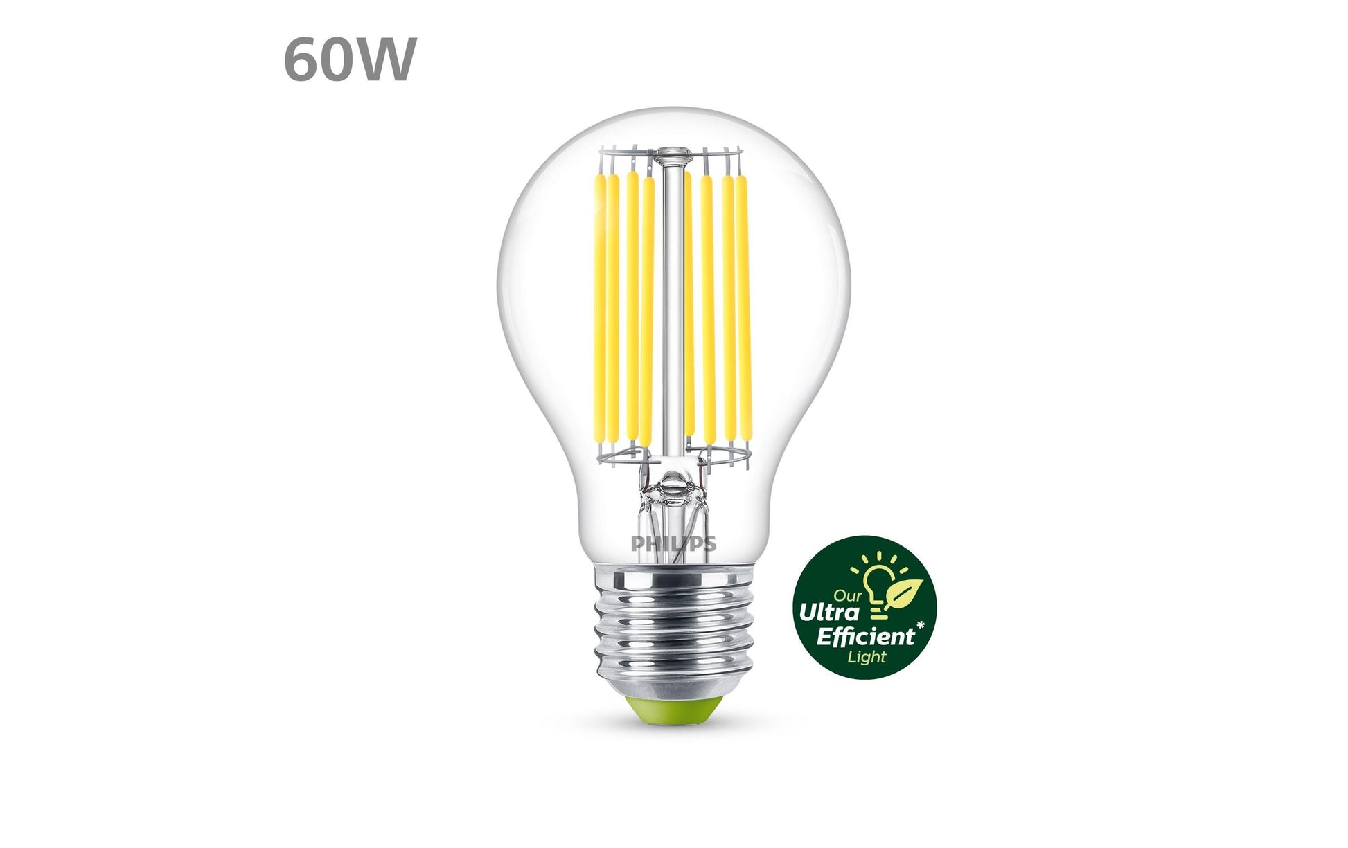 Philips by Signify Philips LED-Leuchtmittel E27 A-Form – 840 lm, 4 W, Neutralweiss 4000 K, 300° – 1 Stk., Transparent, Glas