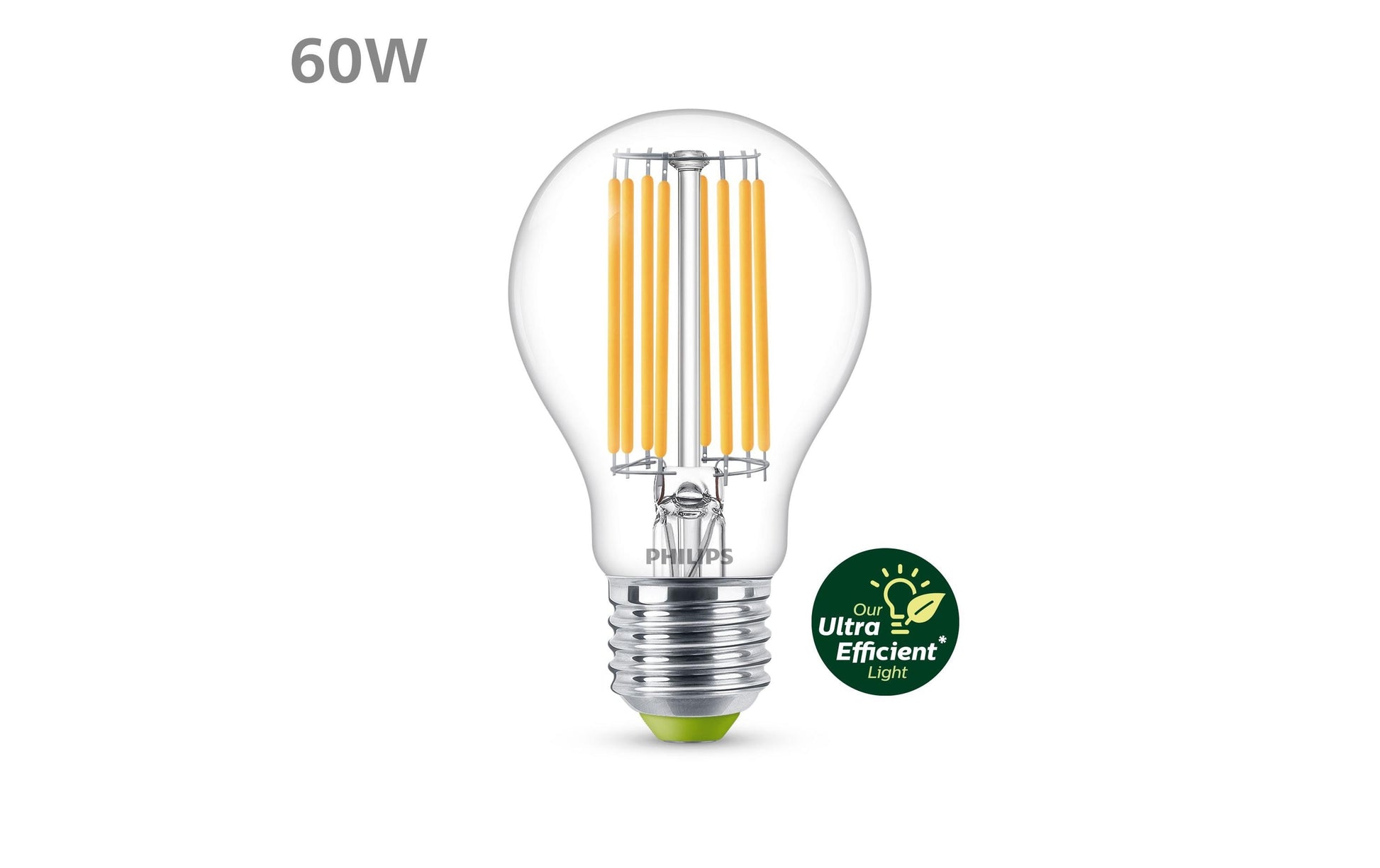 Philips by Signify Philips LED-Leuchtmittel E27 A-Form – 840 lm, 4 W, Warmweiss 2700 K – Transparent, 1 Stk.