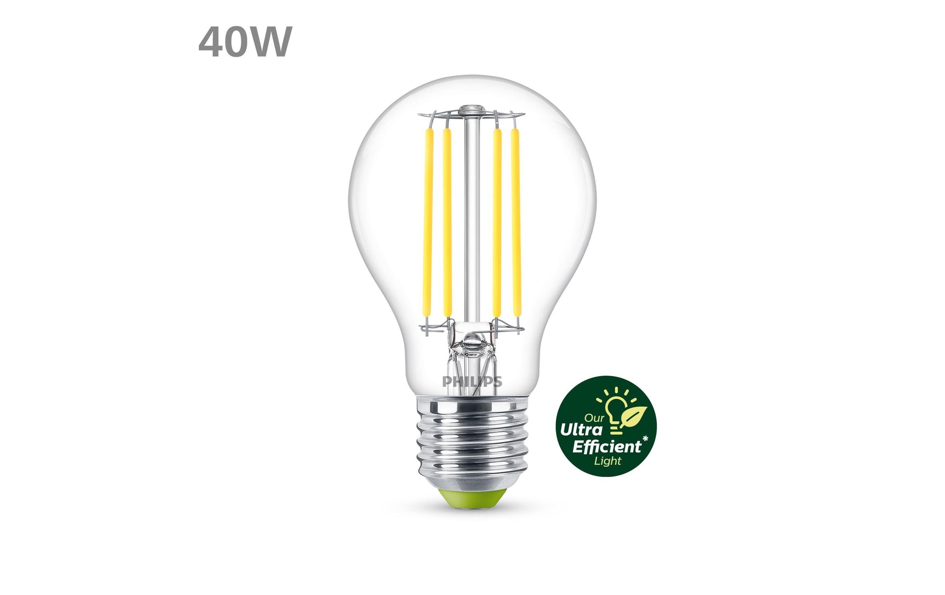 Philips by Signify Philips LED-Leuchtmittel E27 A-Form – Kaltweiss 4000 K, 485 lm, 2,3 W – Klar – 1 Stk.