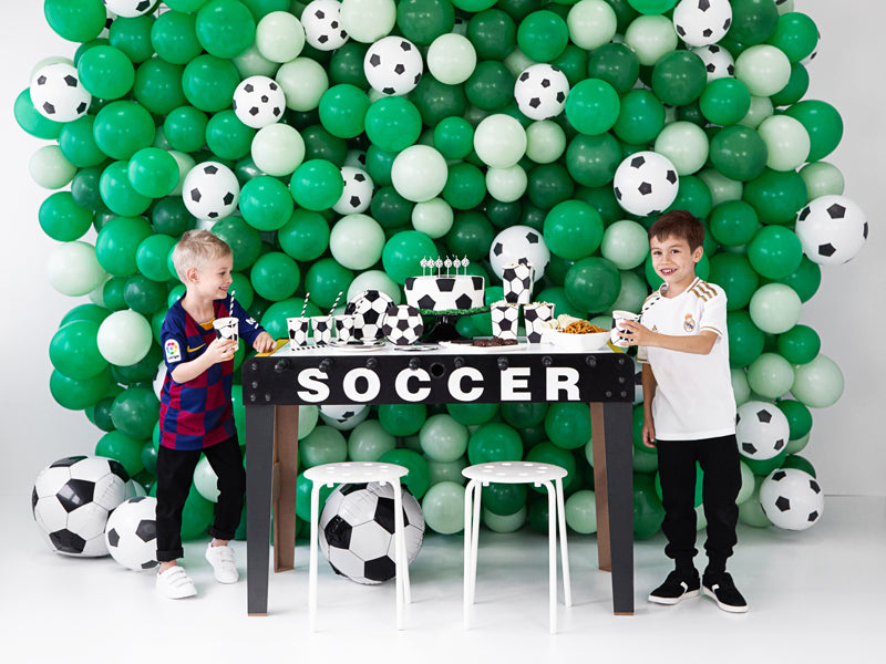 PartyDeco Teller, Papier/Karton – Ø 18 cm, Fussball, Schwarz/Weiss – 6 Stk.