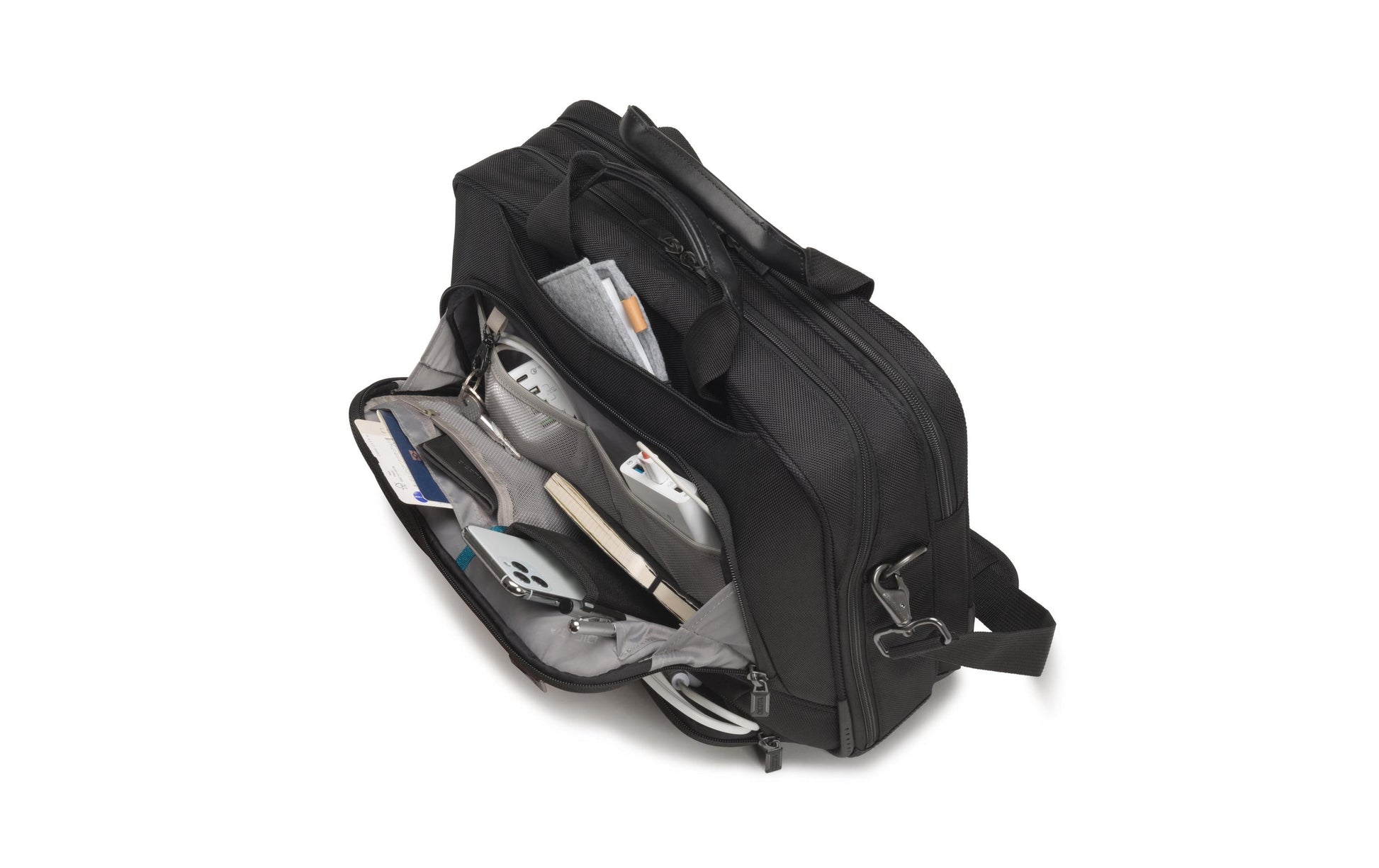 DICOTA Notebook-Tasche bis 14,1" – aus recyceltem PET, mit Schultergurt – Schwarz