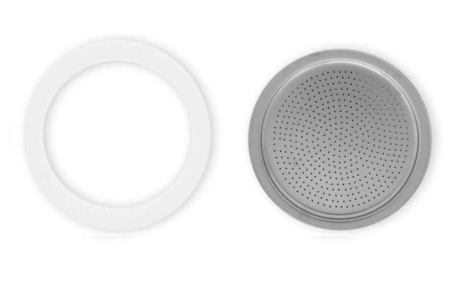 Bialetti Dichtungsring & Filterplatte – für Moka Express (3/4 Tassen), Brikka 4 Tassen