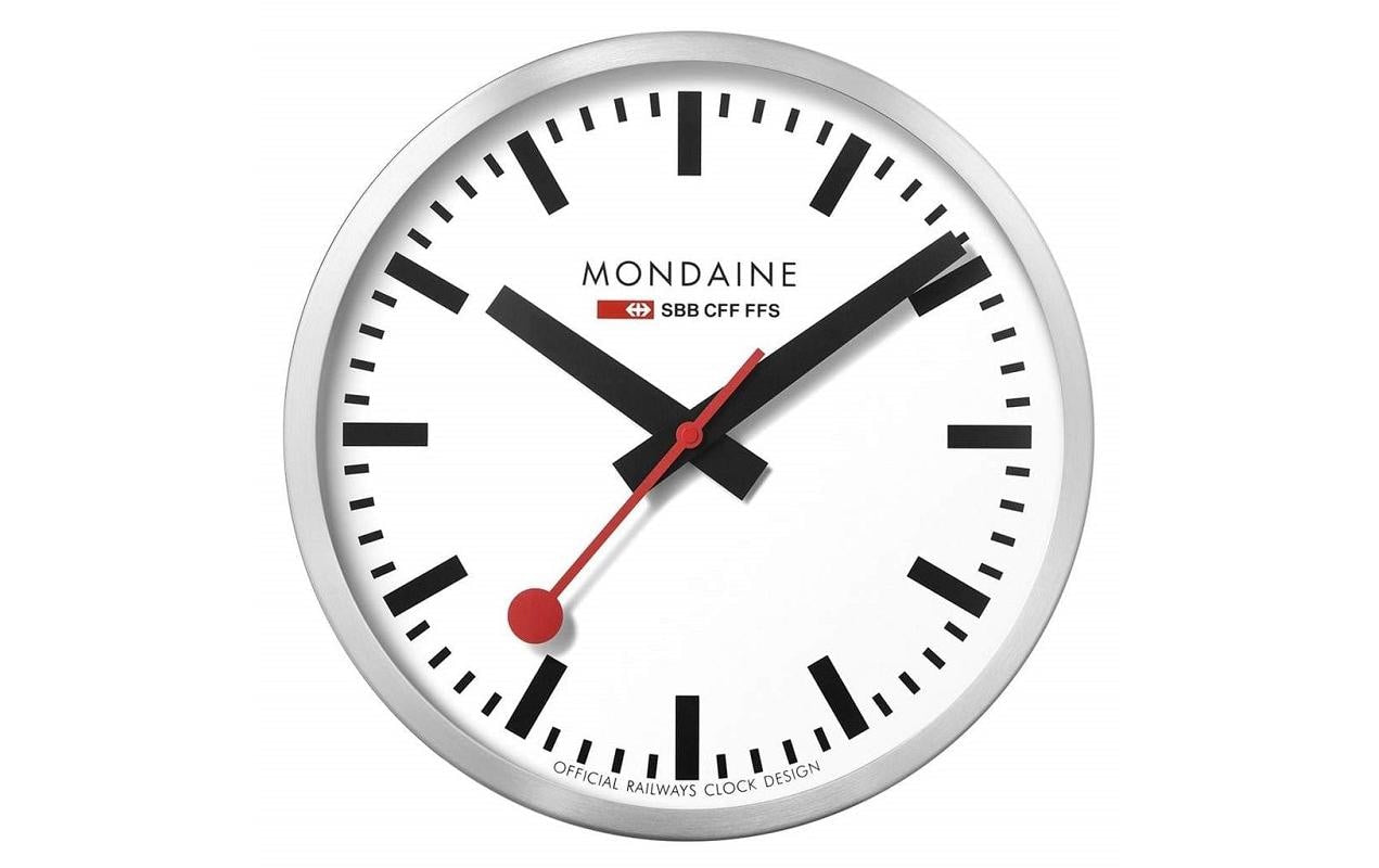 Mondaine Wanduhr – Ø 25 cm, silber, Aluminium, lautlos