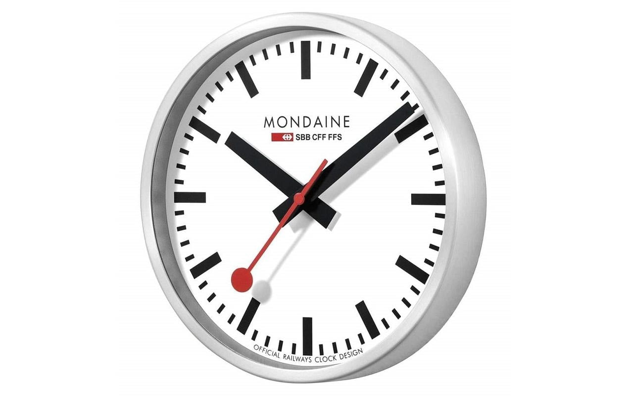 Mondaine Wanduhr – Ø 25 cm, silber, Aluminium, lautlos