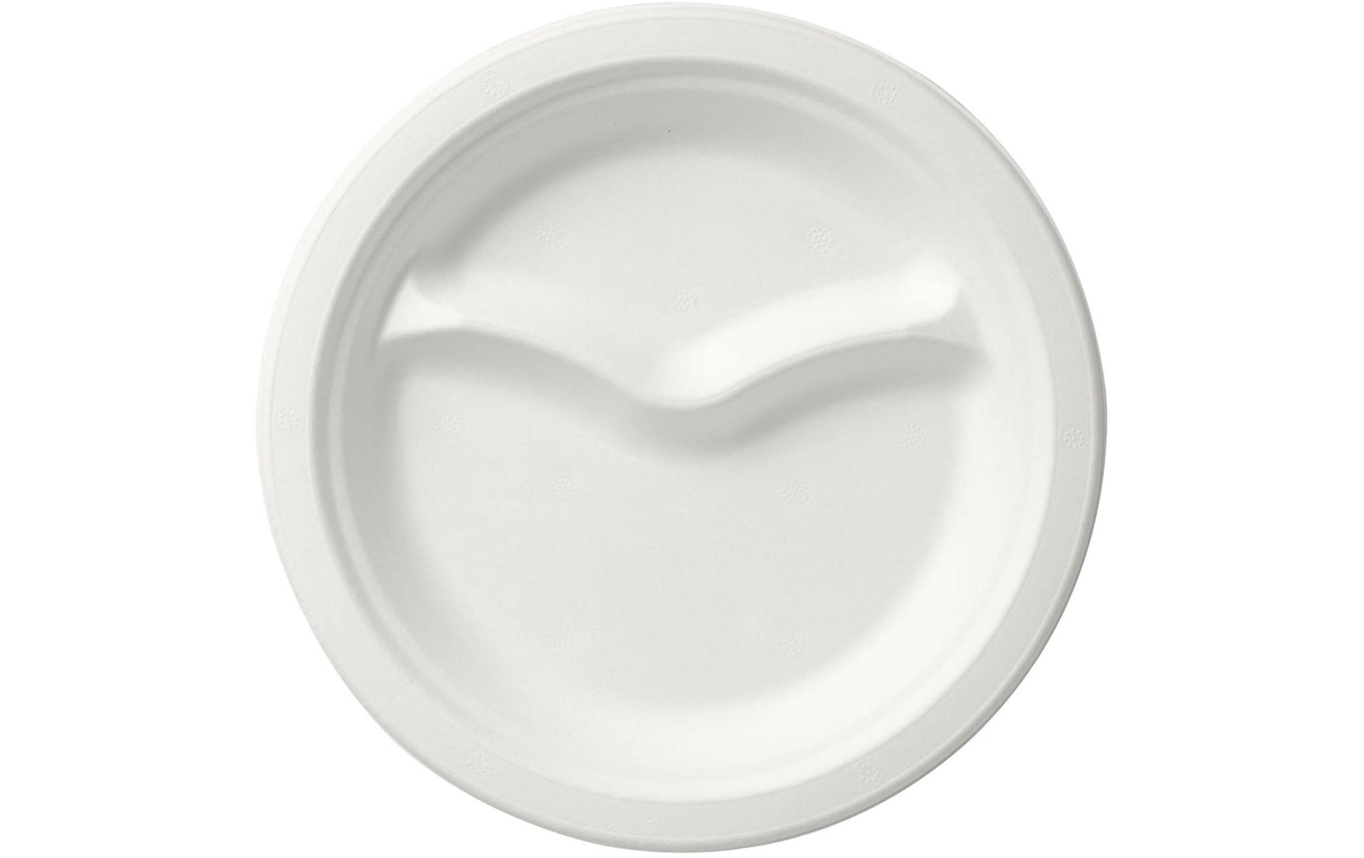 BioPak Teller, Bagasse (Zuckerrohr) 2-geteilt – Ø 22 cm, weiss – 50 Stk.