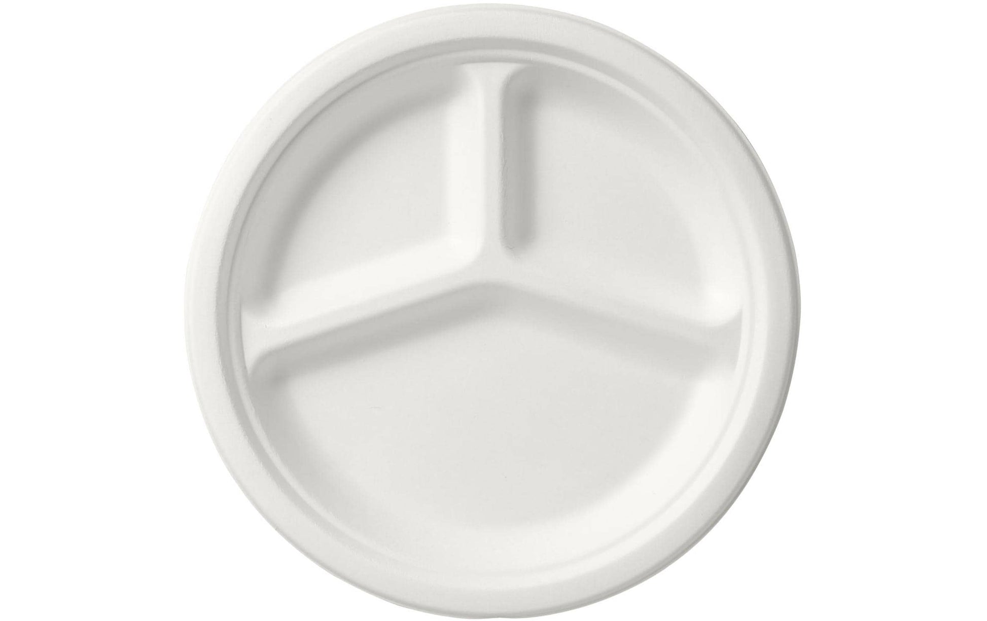 BioPak Teller Bagasse, 3-geteilt – Ø 26 cm, weiss – 50 Stk.