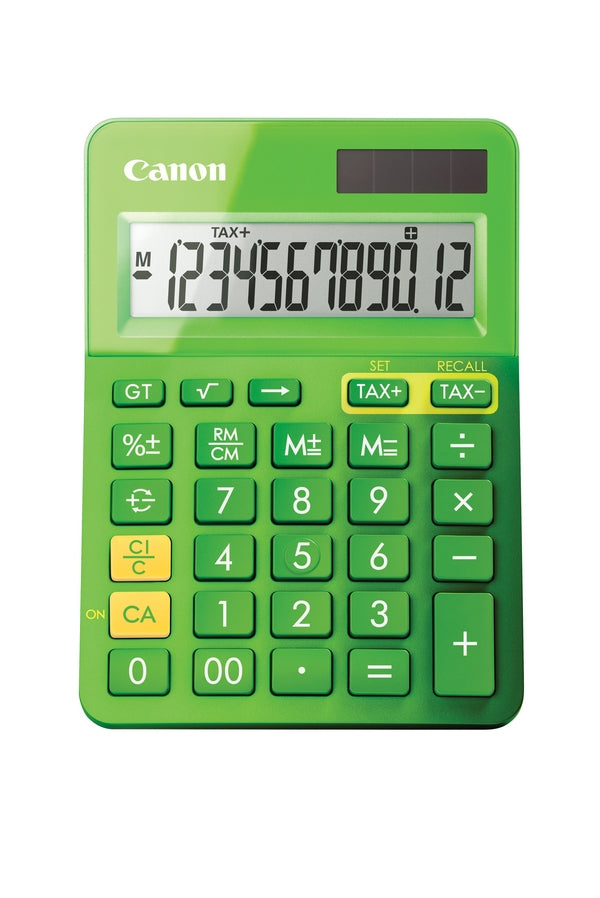Canon Tischrechner LS-123K – 12-stellig, LCD, Solar + Batterie, grün, 104×145×25 mm
