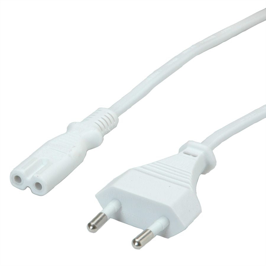 VALUE Netzkabel – Eurostecker (Typ C) – IEC C7, 1,8 m, 250 V/2,5 A, weiss