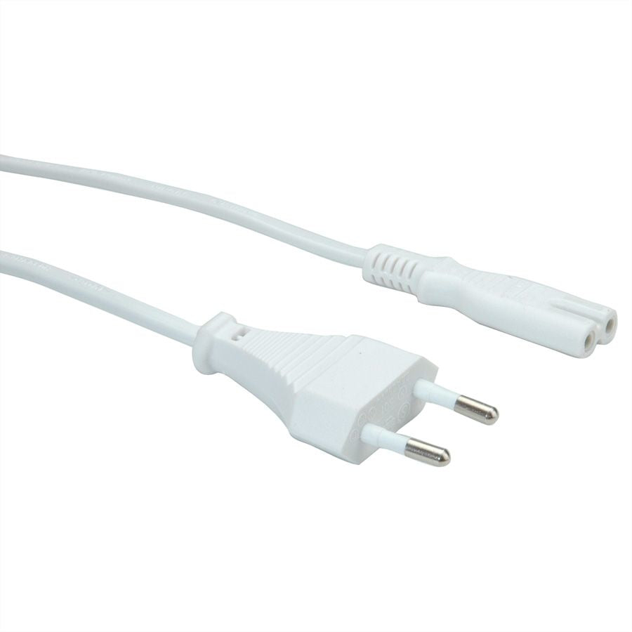 VALUE Netzkabel – Eurostecker (Typ C) – IEC C7, 1,8 m, 250 V/2,5 A, weiss