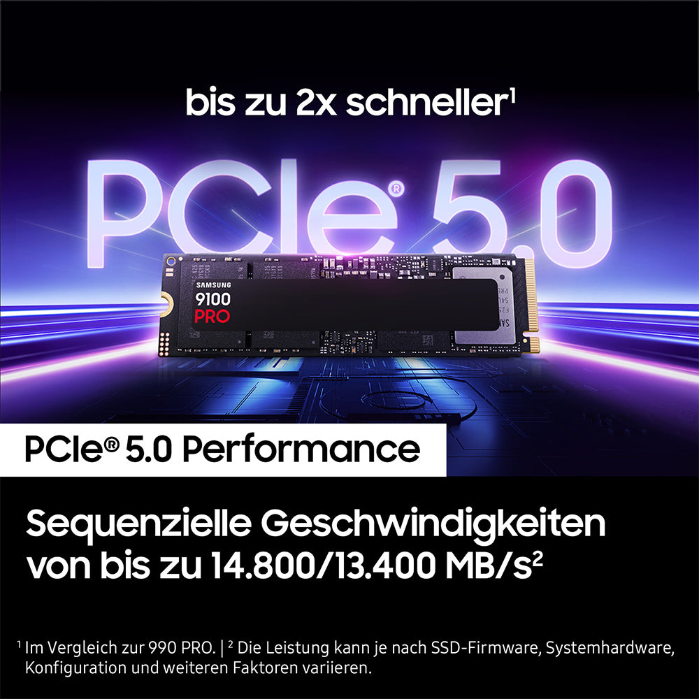 Samsung 9100 PRO – M.2 2280 SSD (NVMe, PCIe 5.0 x4), 4 TB, 14'800/13'400 MB/s