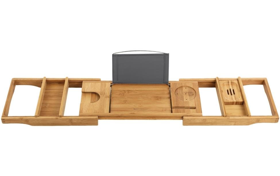 Songmics Aufbewahrungsbox (Bad) – Bambus, 78–109×24,5×6,3 cm, Braun