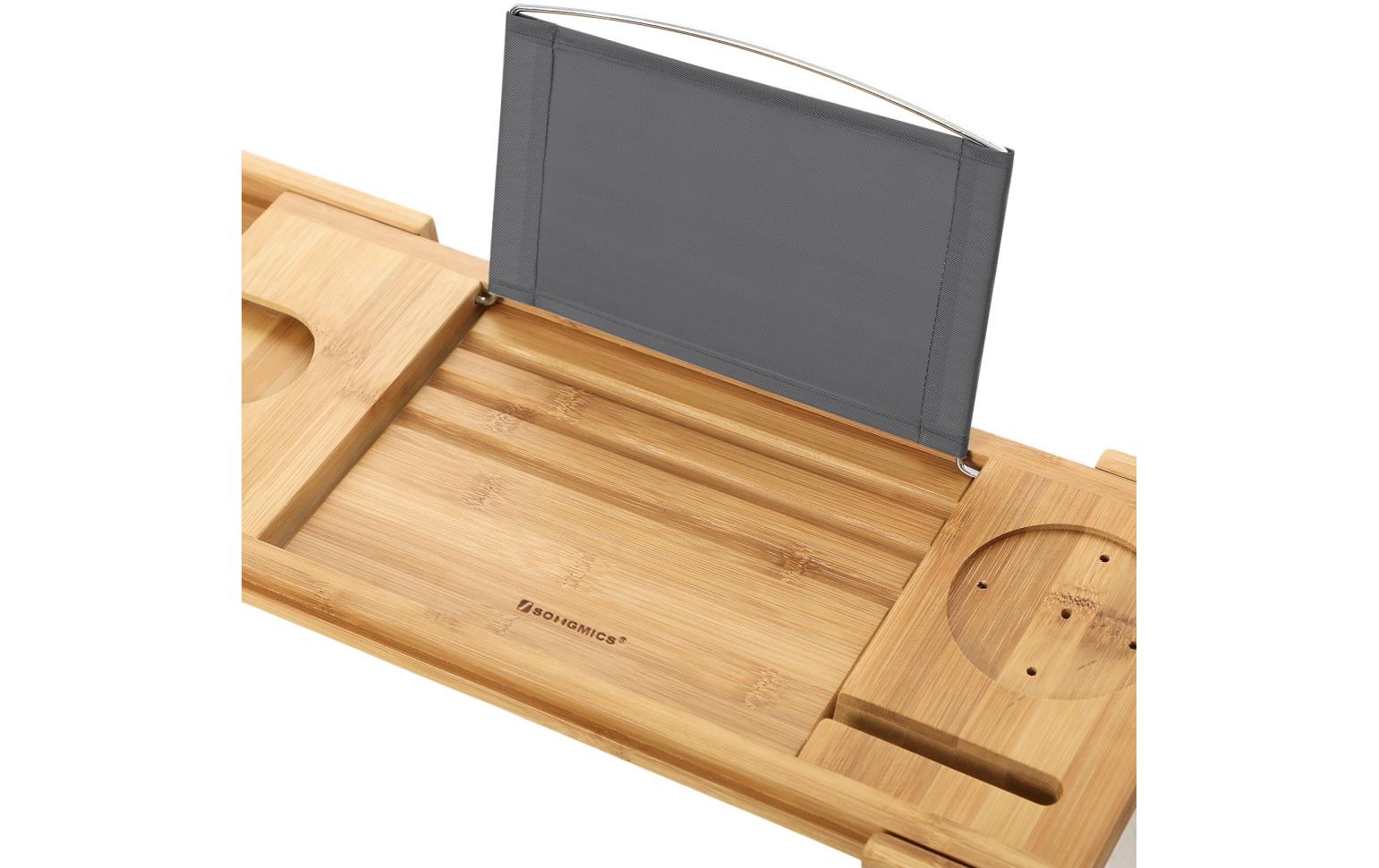 Songmics Aufbewahrungsbox (Bad) – Bambus, 78–109×24,5×6,3 cm, Braun