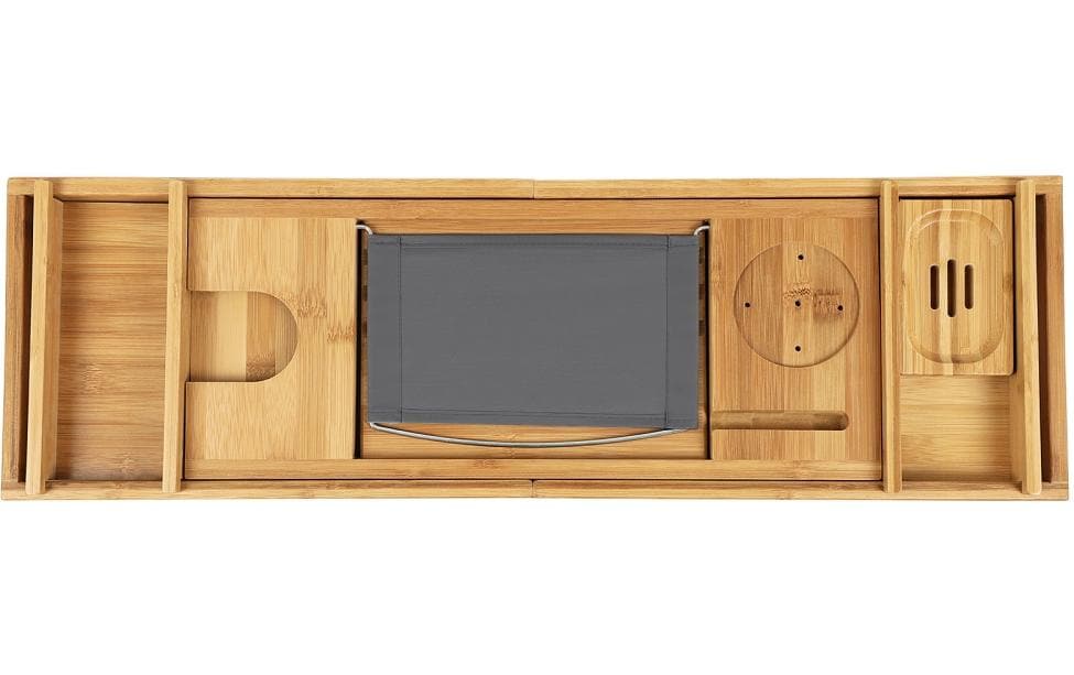Songmics Aufbewahrungsbox (Bad) – Bambus, 78–109×24,5×6,3 cm, Braun