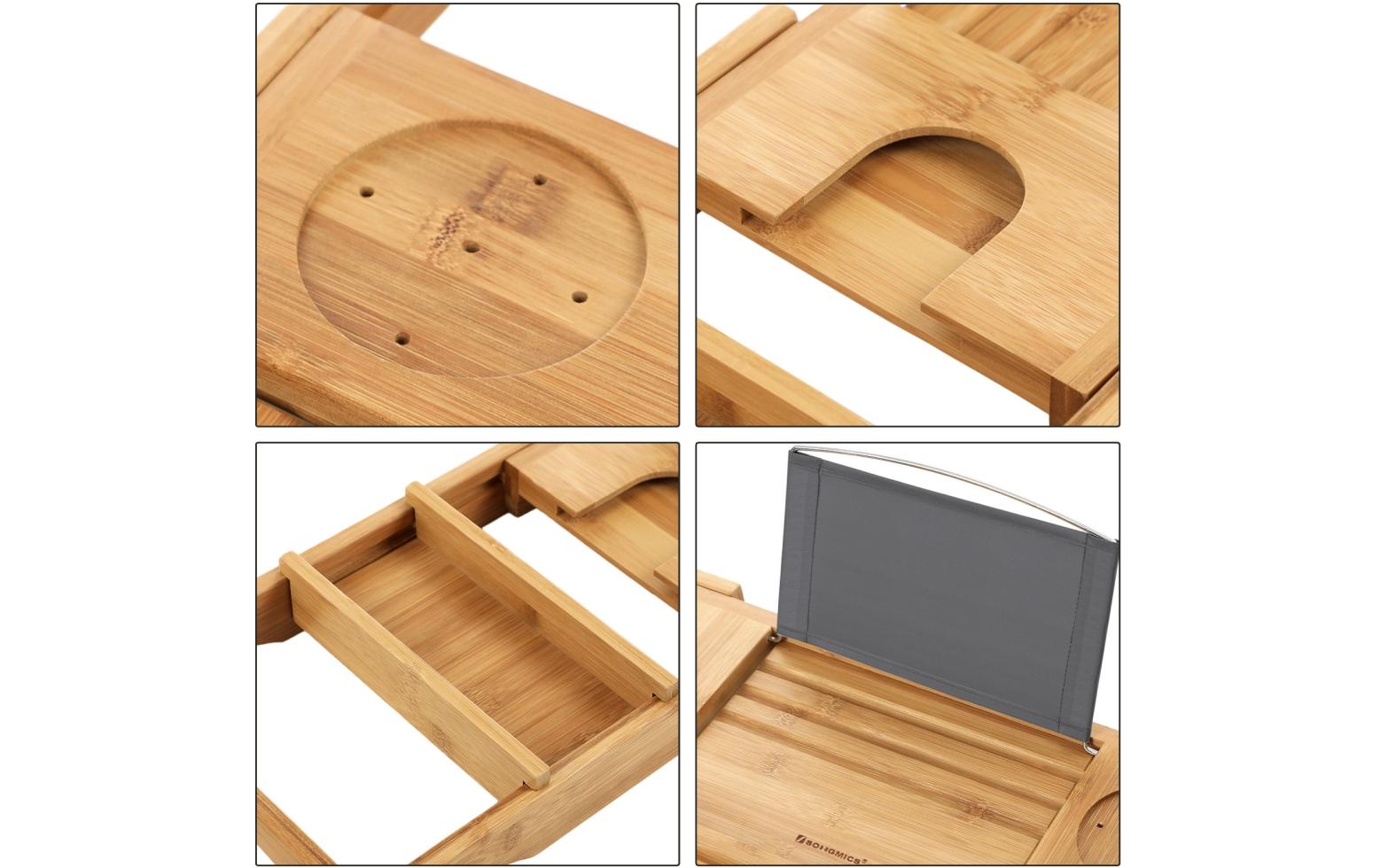 Songmics Aufbewahrungsbox (Bad) – Bambus, 78–109×24,5×6,3 cm, Braun