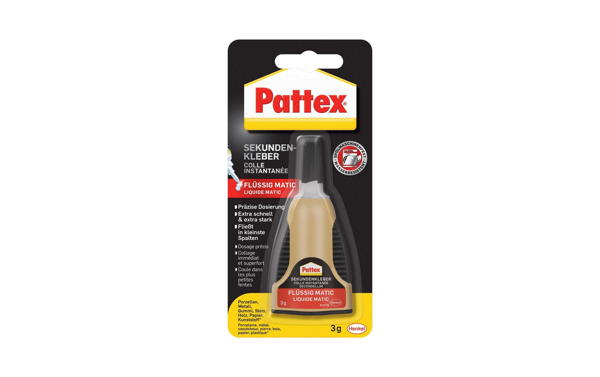 Pattex Flüssiger Sekundenkleber – 1 Stk., transparent
