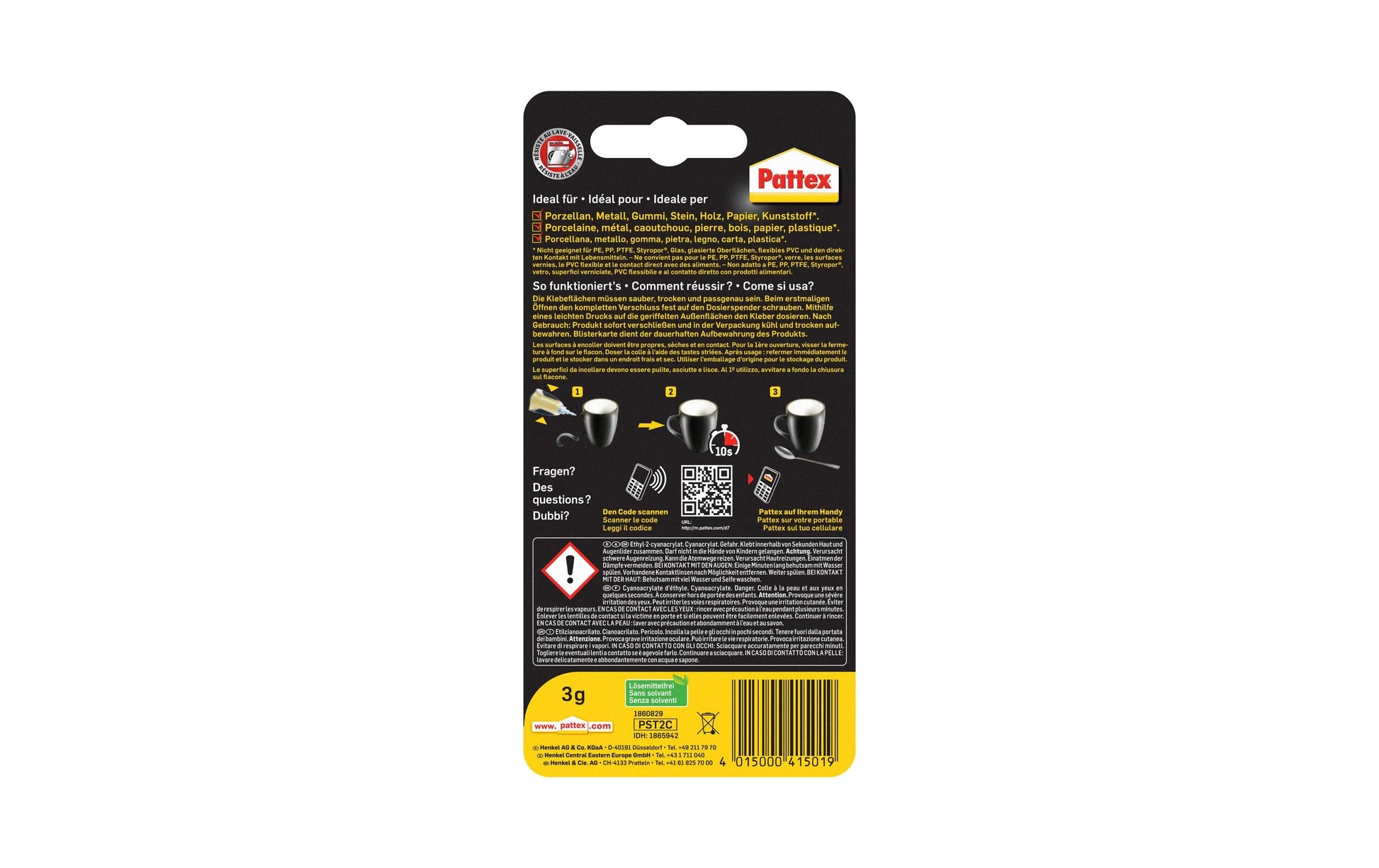 Pattex Flüssiger Sekundenkleber – 1 Stk., transparent