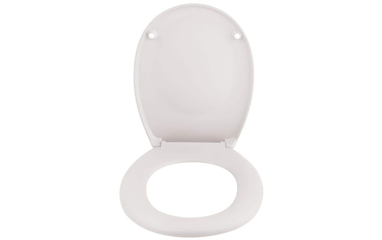 Spirella Toilettensitz – ABS, Duroplast, weiss matt, verlängert, mit Deckel, Soft-Close, 37,1 × 45,5 cm