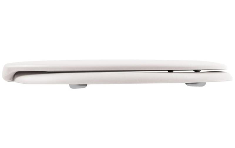 Spirella Toilettensitz – ABS, Duroplast, weiss matt, verlängert, mit Deckel, Soft-Close, 37,1 × 45,5 cm