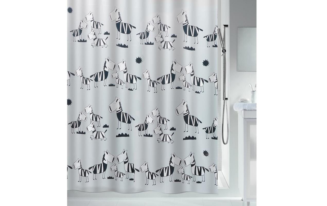 Spirella Duschvorhang – 180×200 cm, Polyester, Muster, Schwarz/Grau