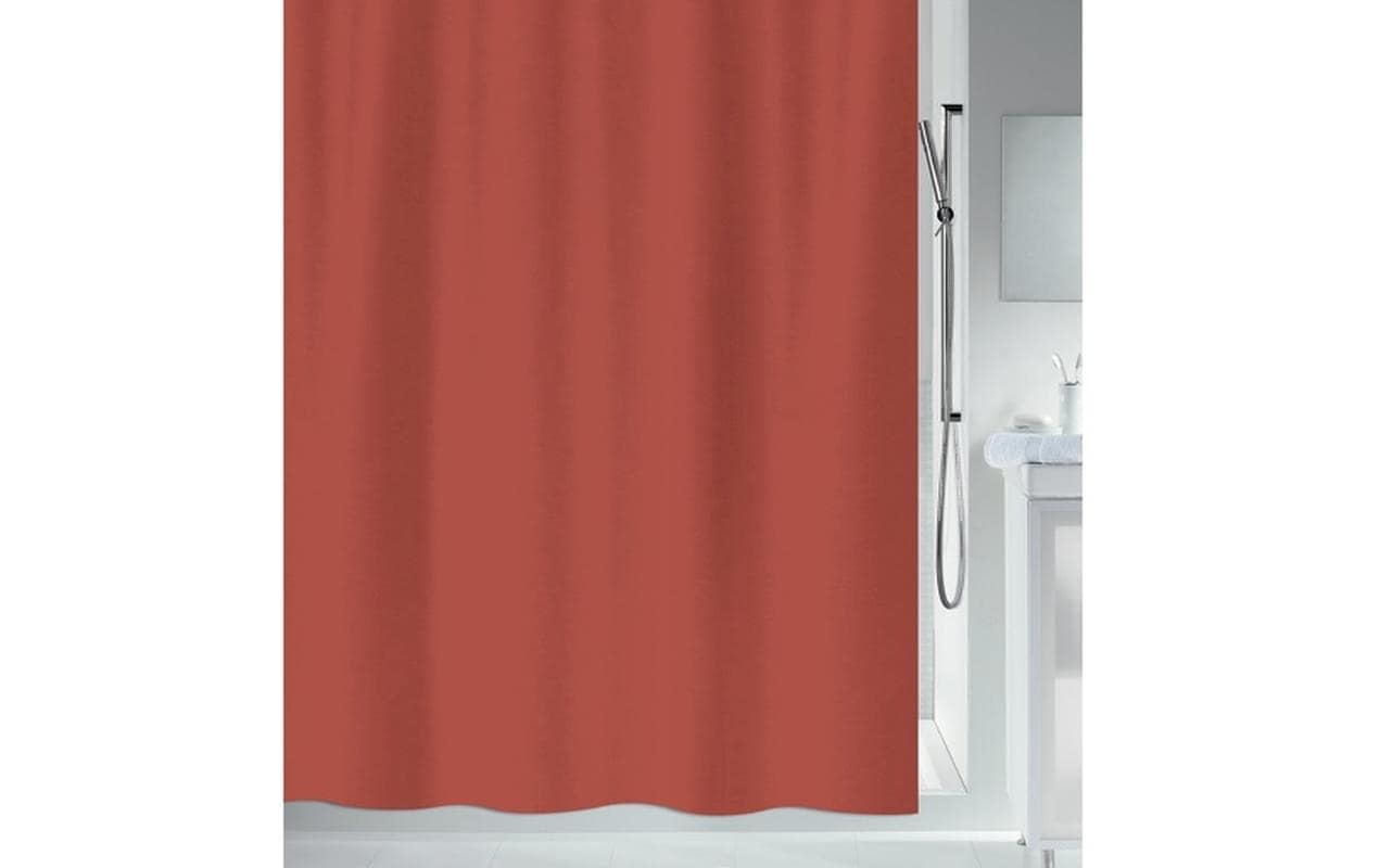 Spirella Primo Duschvorhang – Ringbefestigung – 120 × 200 cm – Terrakotta – Polyester – Waschbar bei 30 °C