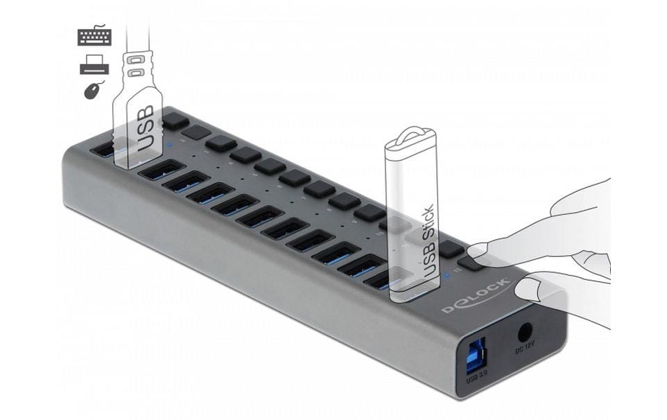 DeLOCK USB-Hub – USB 3.0, 13× USB-A