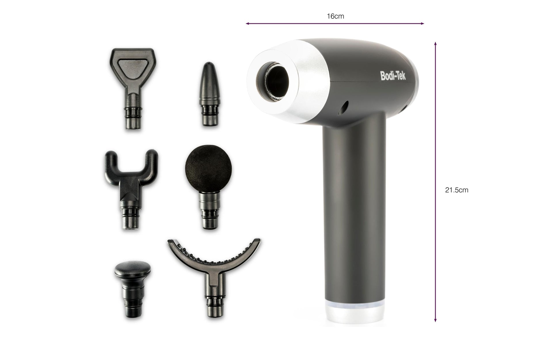 Bodi-Tek Massagepistole – 164 × 210 × 55 mm, 730 g, Perkussionsmassage, Akkubetrieb, 20 Programme, Display