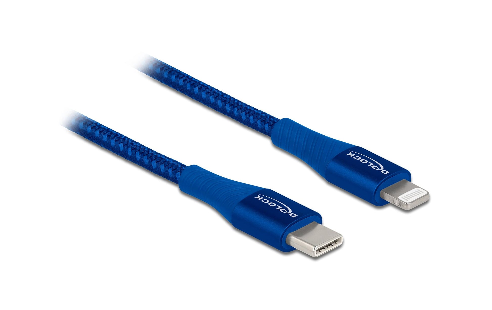 DeLOCK Daten- & Ladekabel – USB-C auf Lightning 2 m, PD 27 W, geflochten, Blau – für iPhone/iPad