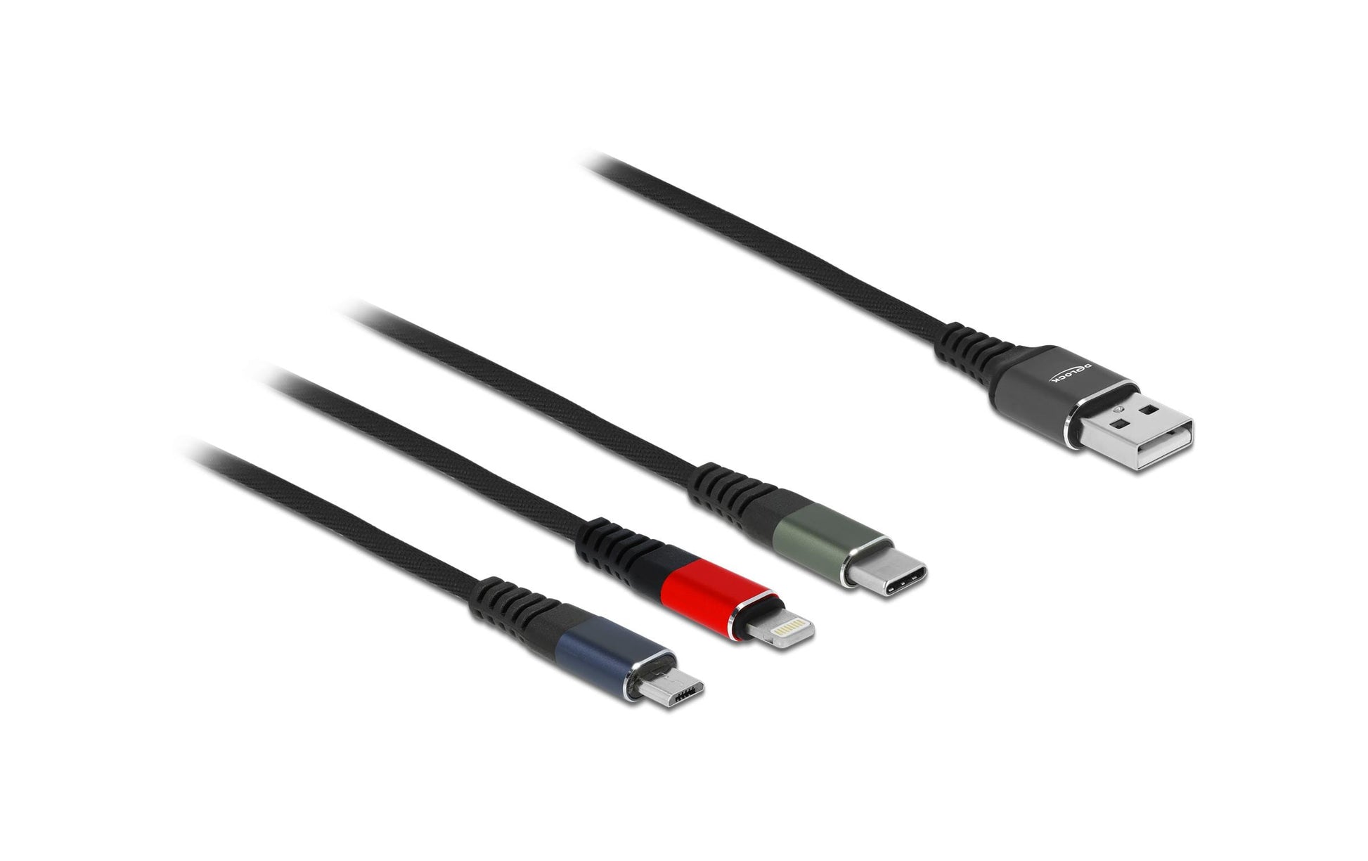 DeLOCK Multi-Kabel – 3-in-1 USB-A auf Micro-USB/Lightning/Apple 30-Pin 0,3 m – für iPhone/Android