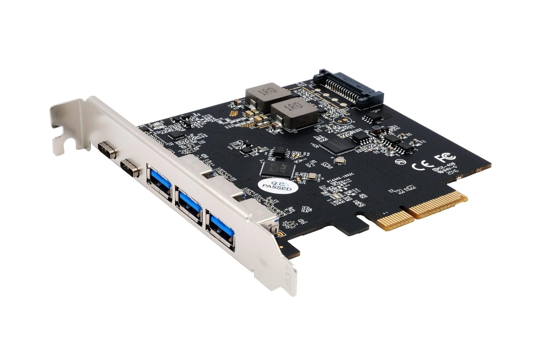 EXSYS EX-12006 PCIe USB-Karte – 5× USB 3.2 Gen2 extern (3× USB-A, 2× USB-C), 15 W pro C – für Windows XP–10