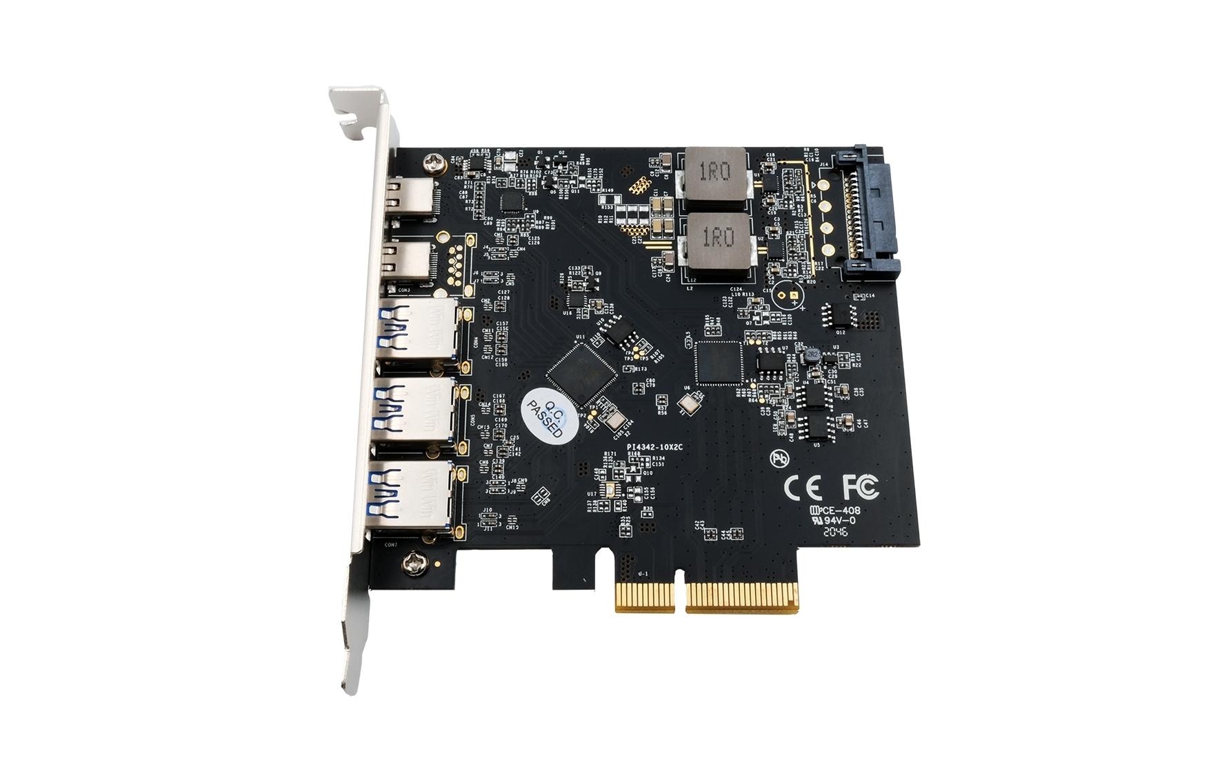EXSYS EX-12006 PCIe USB-Karte – 5× USB 3.2 Gen2 extern (3× USB-A, 2× USB-C), 15 W pro C – für Windows XP–10