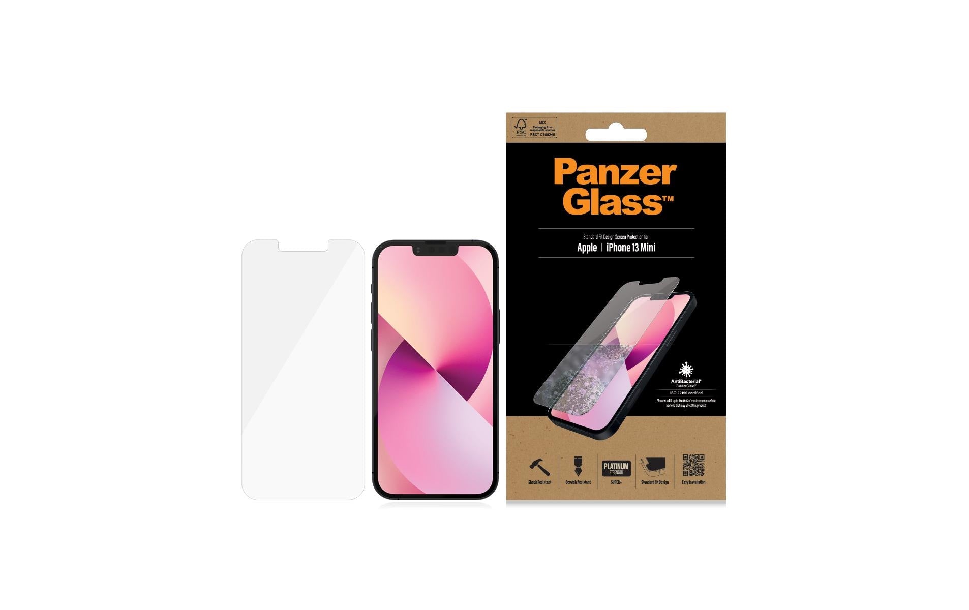 PanzerGlass Displayschutz (Panzerglas), Antibakteriell – für iPhone 13 mini