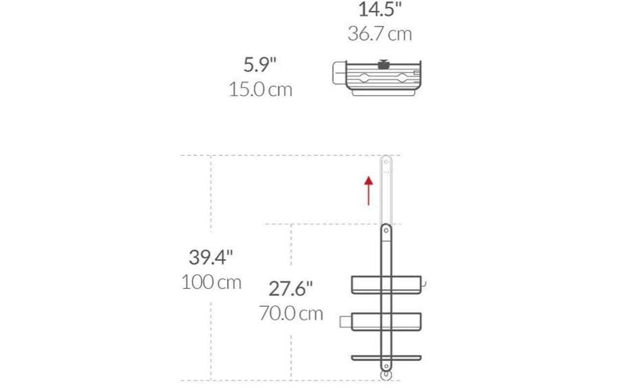 simplehuman Aufbewahrungsbox (Bad) BT1099 – Aluminium/Edelstahl, 36,7×15×70 cm, Silber