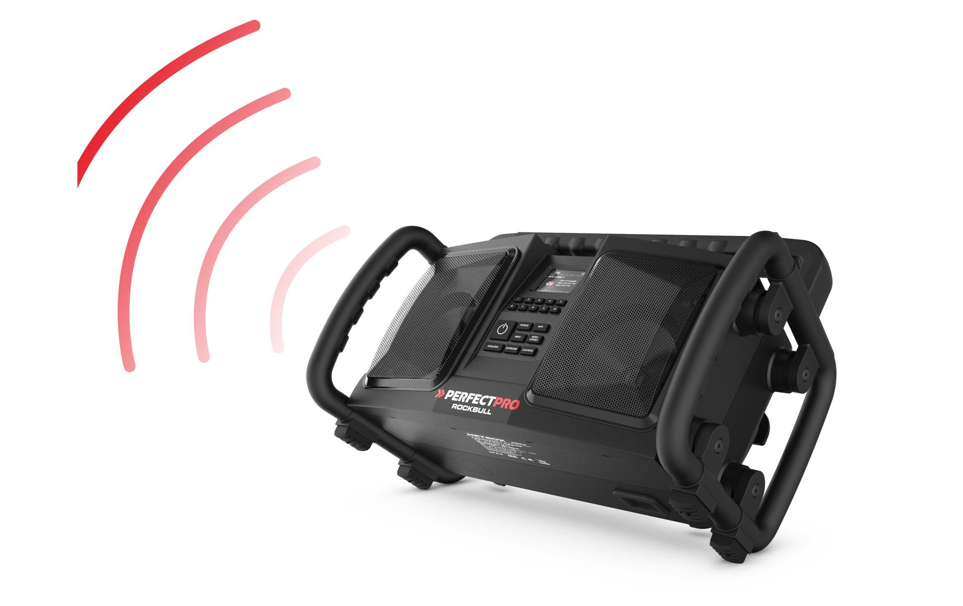 Perfectpro ROCKBULL – Baustellenradio – DAB+, Bluetooth, IP65, Akkubetrieb – Schwarz