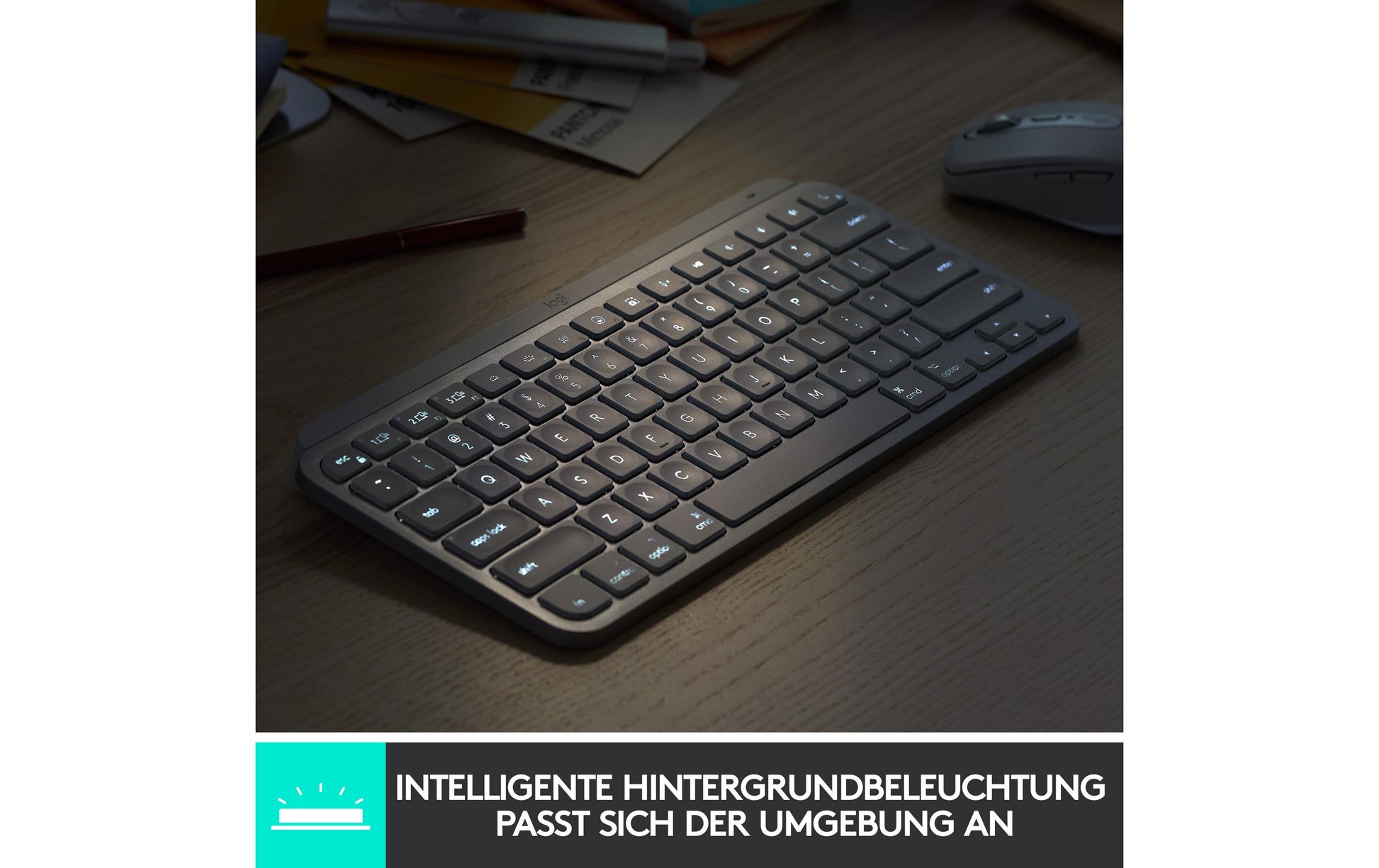 Logitech MX Keys Mini – Mini Tastatur – Bluetooth & 2,4 GHz – QWERTY (US-INT) – für Logi Bolt USB-Empfänger