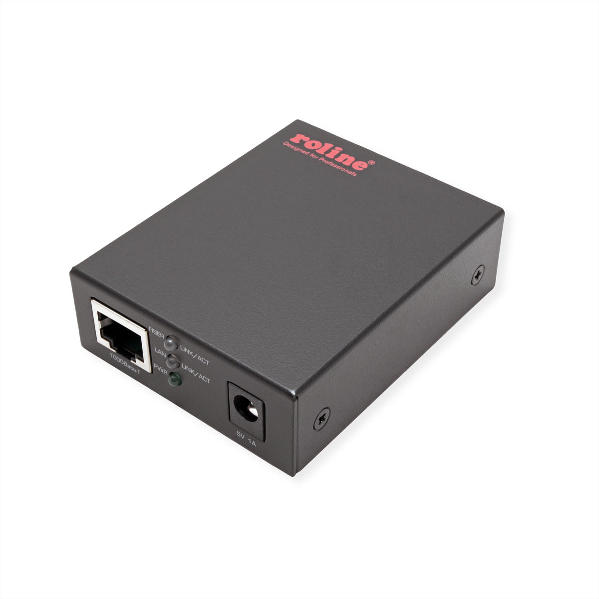 ROLINE Medienkonverter RJ-45 zu SFP – 10/100/1000 Mbit/s zu 1 Gbit/s, Jumbo Frames, 5 V DC, Schwarz