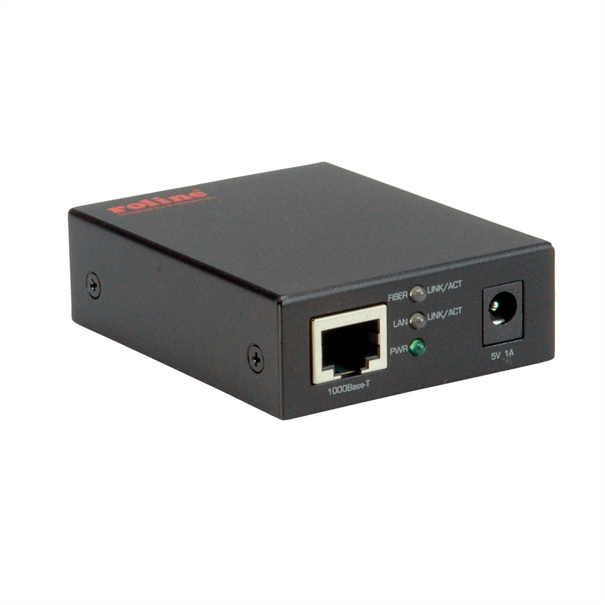 ROLINE Medienkonverter RJ-45 zu SFP – 10/100/1000 Mbit/s zu 1 Gbit/s, Jumbo Frames, 5 V DC, Schwarz