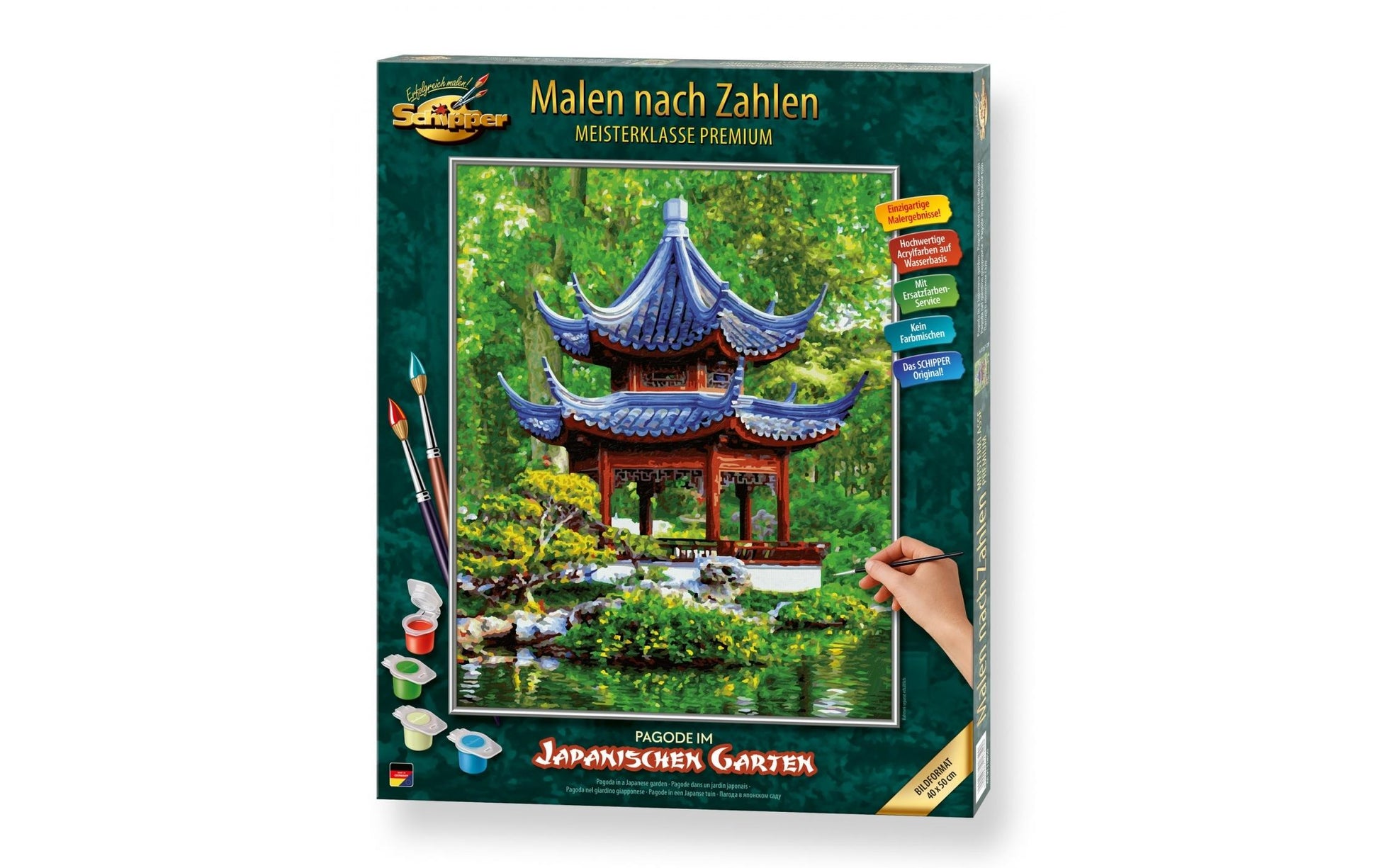 Schipper Malen-nach-Zahlen-Set – Pagode im japanischen Garten – 40 × 50 cm – ab 8 Jahren