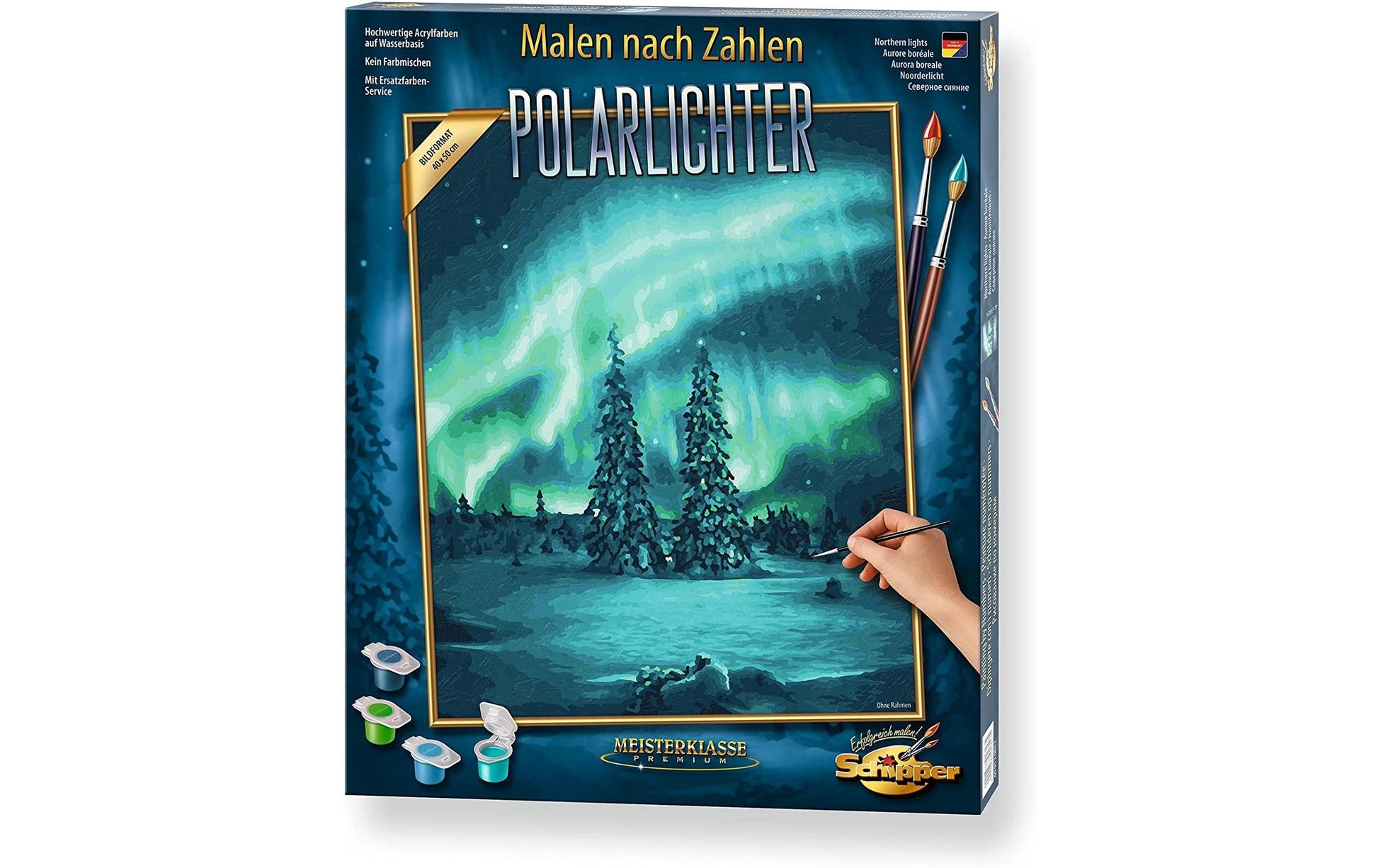 Schipper Malen-nach-Zahlen-Set – Polarlichter – 40 × 50 cm – inkl. Acrylfarben & Pinsel – ab 12 Jahren